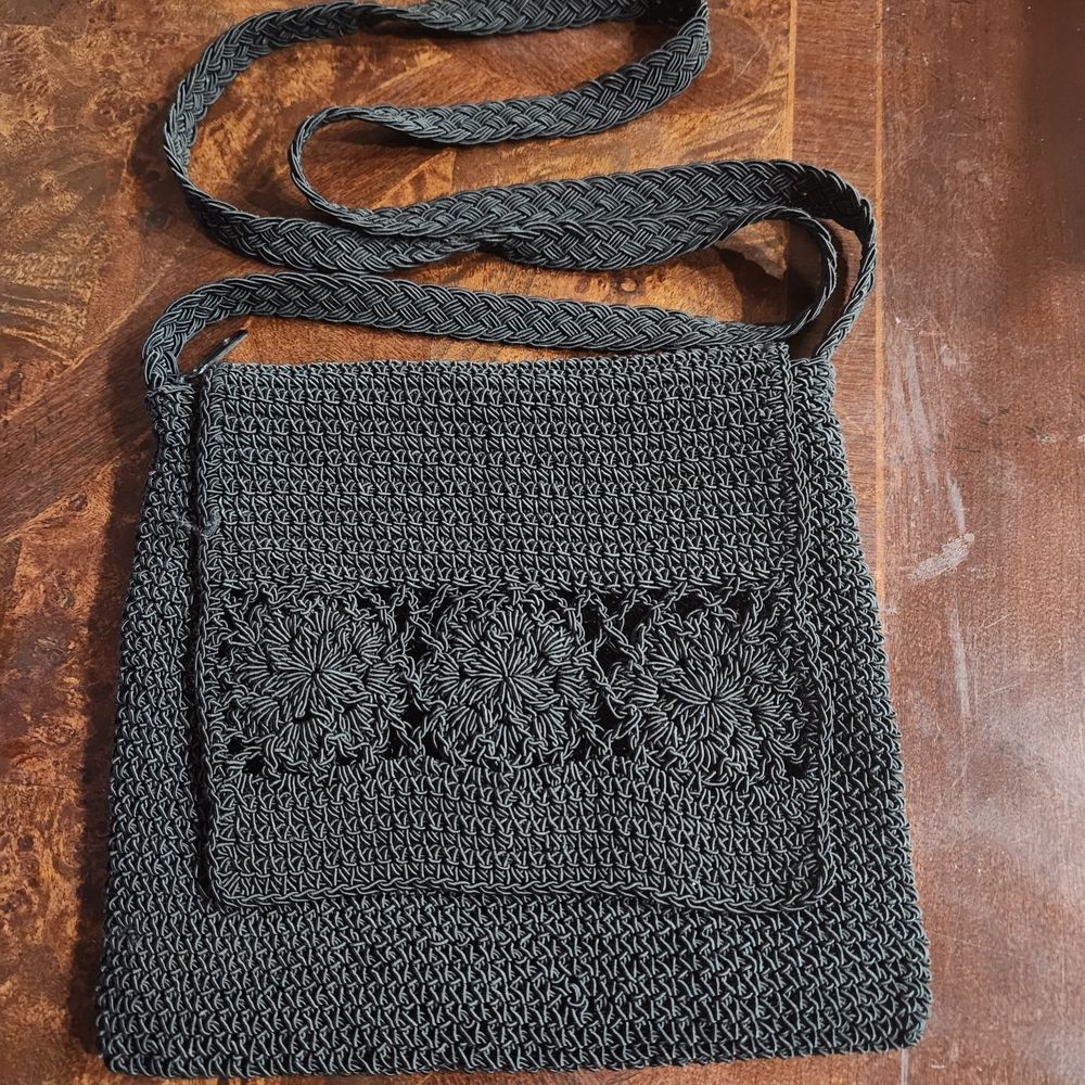 Elegant Black Crochet Shoulder Bag